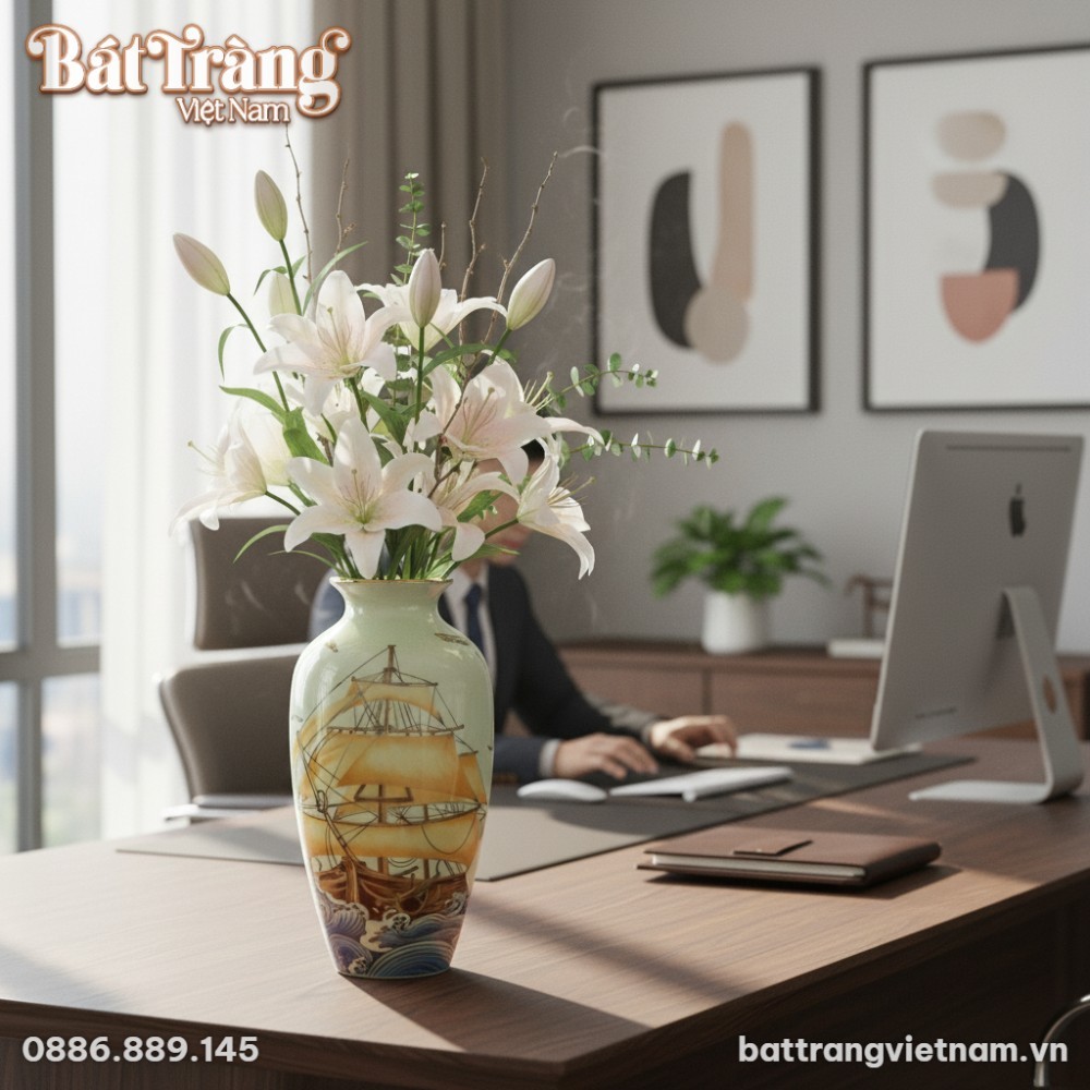 Lọ hoa Thuận Buồm Xuôi Gió cao 29cm đặt tinh tế...