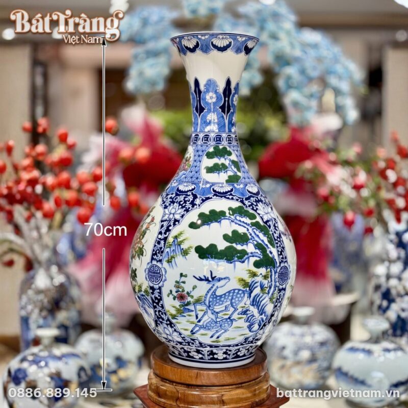 Kích thước Lọ Tỳ Bà Tứ Cảnh Tùng Cúc Trúc Mai Vẽ Tay Bát Tràng BT-LTB03