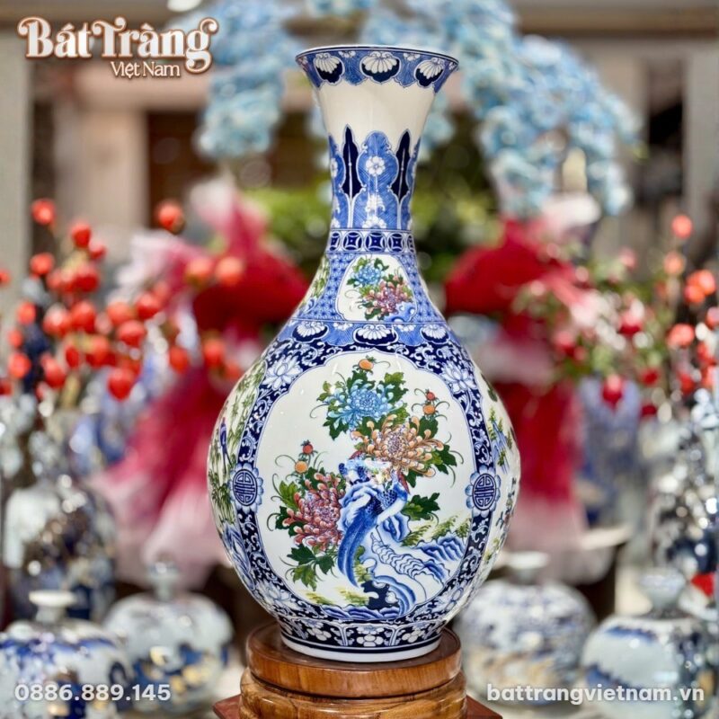 Bình tỳ bà trang trí gốm sứ Bát Tràng