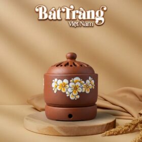 Lư Điện Xông Tinh Dầu Họa Tiết Hoa Gốm Bát Tràng BT-DX03
