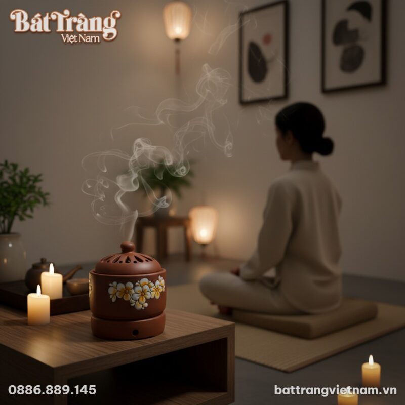 Lư điện xông tinh dầu gốm Bát Tràng tỏa hương d...