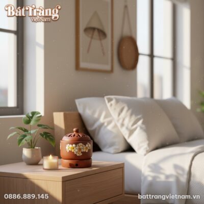 Một lư điện xông tinh dầu gốm Bát Tràng tinh xả...