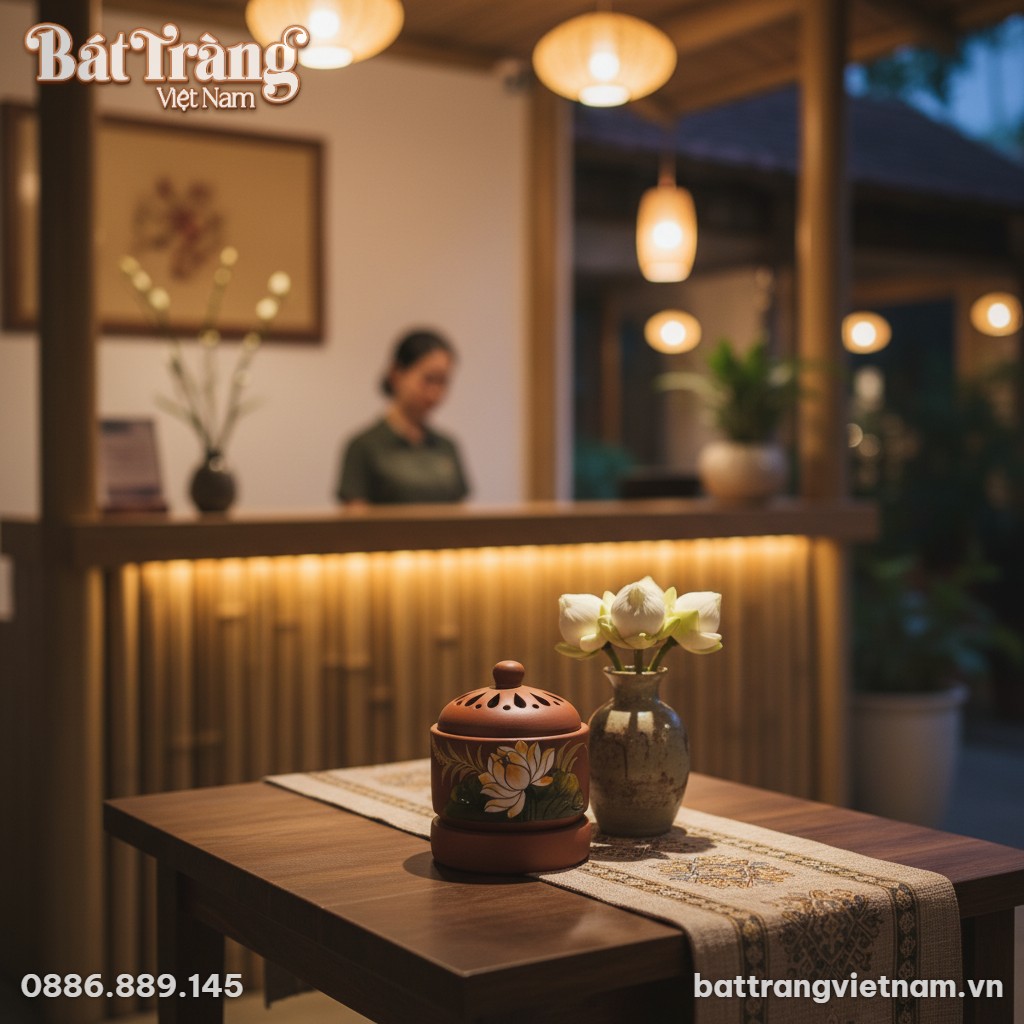 Một góc quầy tiếp đón tại một homestay hoặc spa...