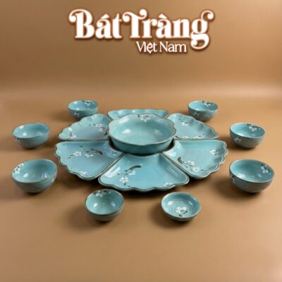 Set Bát Đĩa Hoa Mặt Trời Men Xanh Vẽ Đào Trắng BT-MT04 - Ảnh đại diện