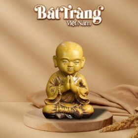 Tượng Chú Tiểu Men Hoàng Thổ Thiền Định Gốm Sứ BT-TCT05