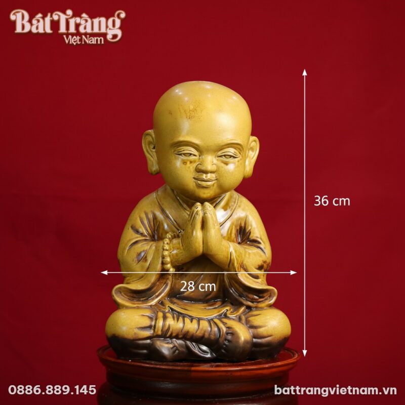 Kích thước Tượng Chú Tiểu Men Hoàng Thổ Thiền Định Gốm Sứ BT-TCT05 Kích thước Tượng Chú Tiểu Men Hoàng Thổ Thiền Định Gốm Sứ BT-TCT05
