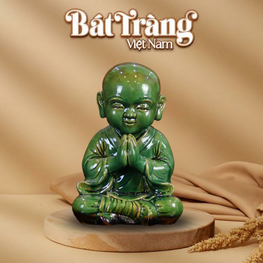 Tượng Chú Tiểu Thiền Định Men Ngọc Lục Bát Tràng XG-TCT03