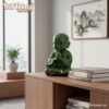 Tượng chú tiểu men ngọc lục 36cm trên kệ tủ đặt...