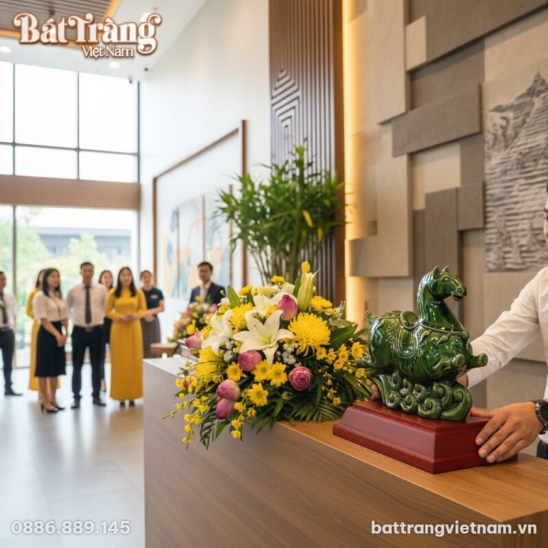 Khoảnh khắc trao tặng tại một buổi lễ khai trươ...