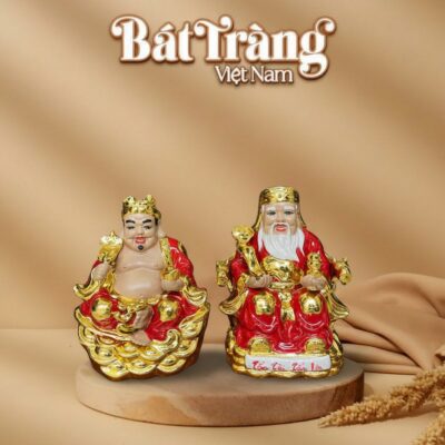 Tượng Thần Tài - Thổ Địa men màu đỏ dát vàng BT-TTTĐ04 - Ảnh đại diện