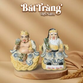Tượng Thần Tài - Thổ Địa men rạn màu vàng nhạt BT-TTTĐ05