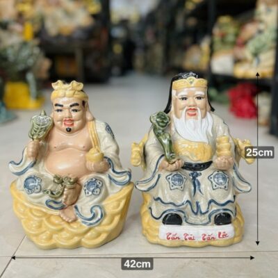 Kích thước Tượng Thần Tài - Thổ Địa men rạn màu vàng nhạt BT-TTTĐ05