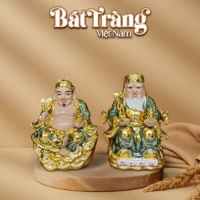 Tượng Thần Tài - Thổ Địa men xanh ngọc lục dát vàng BT-TTTĐ03