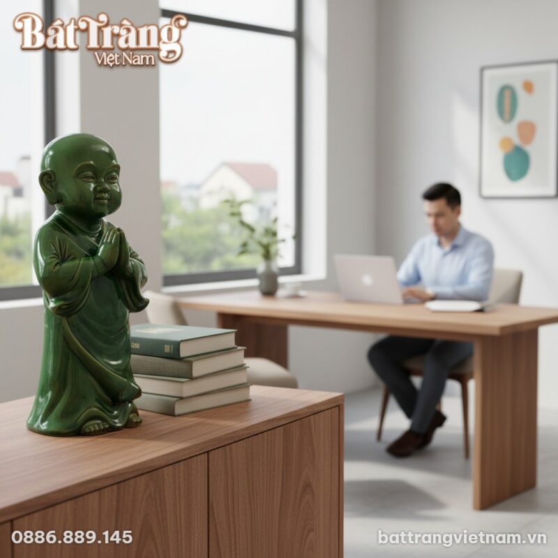 Tượng chú tiểu men ngọc lục cao 54cm đặt trang ... Tượng chú tiểu men ngọc lục cao 54cm đặt trang ...