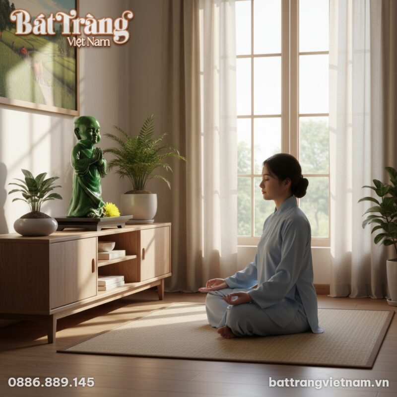 Bức tượng chú tiểu men ngọc lục cao 54cm đặt tr... Bức tượng chú tiểu men ngọc lục cao 54cm đặt tr...