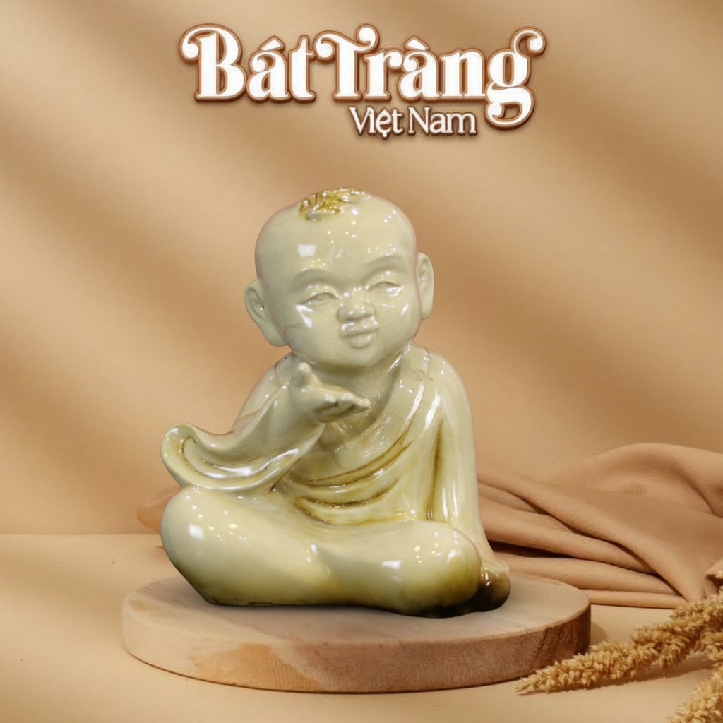 Tượng Tiểu Sư Hoan Hỉ Men Rạn Bát Tràng BT-TCT02
