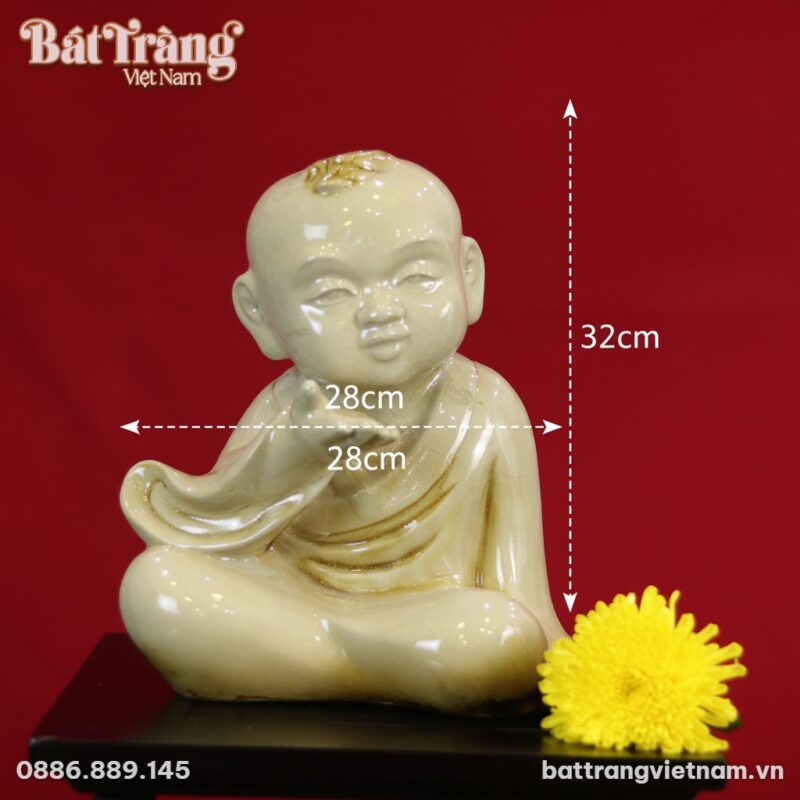 Kích thước Tượng Tiểu Sư Hoan Hỉ Men Rạn Bát Tràng BT-TCT02 Kích thước Tượng Tiểu Sư Hoan Hỉ Men Rạn Bát Tràng BT-TCT02