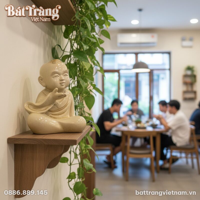 Tượng Tiểu Sư Hoan Hỉ men rạn Bát Tràng (cao 32... Tượng Tiểu Sư Hoan Hỉ men rạn Bát Tràng (cao 32...
