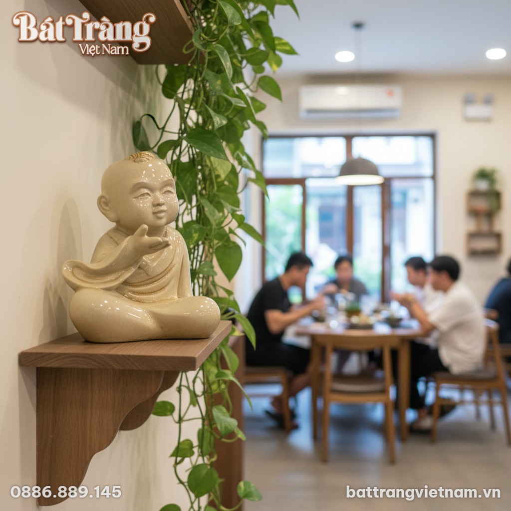 Tượng Tiểu Sư Hoan Hỉ men rạn Bát Tràng (cao 32...