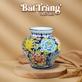 Vò cắm hoa vẽ tay họa tiết hoa mẫu đơn cúc vàng BT-LH52