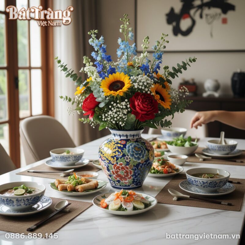 Vò gốm Bát Tràng BT-LH52 cắm hoa hỗn hợp sắc mà... Vò gốm Bát Tràng BT-LH52 cắm hoa hỗn hợp sắc mà...