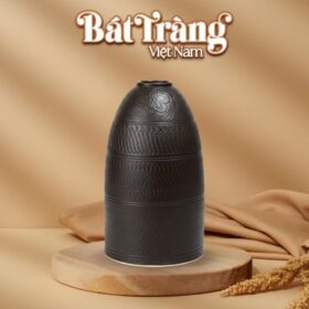 Lọ hoa men gốm mộc dáng chuông khắc chìm hoa hồng vân đan 52cm BT-LH88