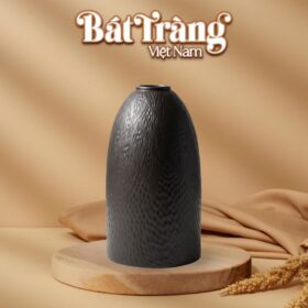 Lọ hoa men nâu mộc dáng chuông khắc dương liễu vân tổ ong BT-LH90