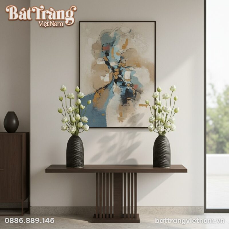 Bình hoa Bát Tràng men mộc dáng chuông cao 52cm...