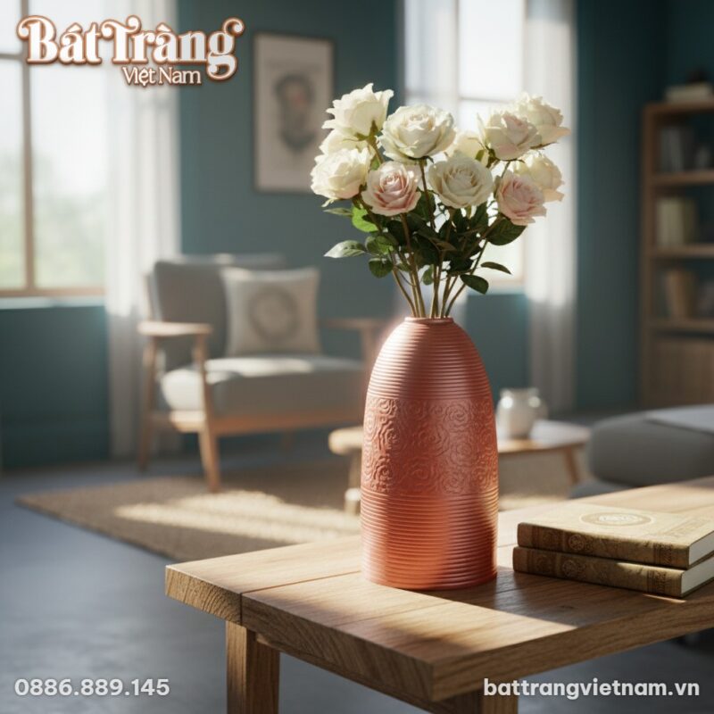 Lọ hoa gốm đất đỏ đặt trên kệ gỗ tự nhiên cùng ... Lọ hoa gốm đất đỏ đặt trên kệ gỗ tự nhiên cùng ...