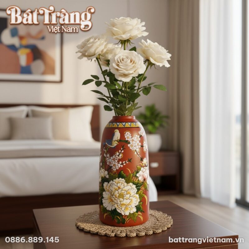 Lọ hoa BT-LH82 đặt trong phòng ngủ, có cắm đóa ...