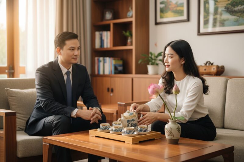 Hai doanh nhân Việt Nam đang trò chuyện thân mậ... Hai doanh nhân Việt Nam đang trò chuyện thân mậ...