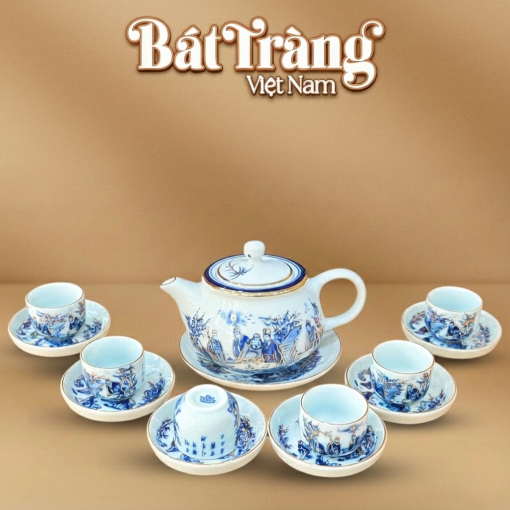 Bộ ấm chén men lam ba chân vẽ vàng 24K Trúc Lâm Thất Hiền 280ml BT-AC82 - Ảnh đại diện Bộ ấm chén men lam ba chân vẽ vàng 24K Trúc Lâm Thất Hiền 280ml BT-AC82 - Ảnh đại diện