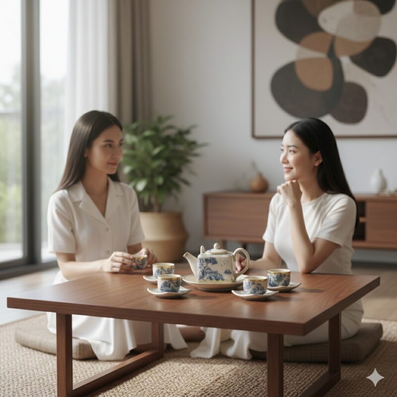 Bộ ấm chén Bát Tràng men rạn cổ họa tiết sơn th... Bộ ấm chén Bát Tràng men rạn cổ họa tiết sơn th...