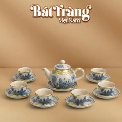 Bộ ấm chén men rạn cổ họa tiết thủy mặc men lam Bát Tràng BT-AC90 - Ảnh đại diện