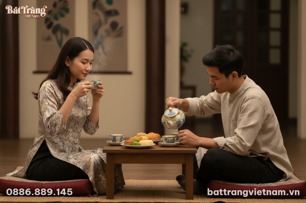 Một người phụ nữ thanh lịch mặc &aacute;o d&agrave;i c&aacute;ch t&acirc;n...