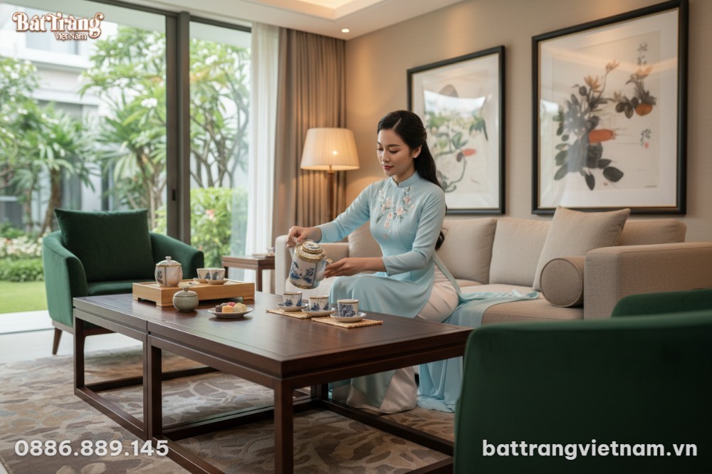 Người phụ nữ thanh lịch mặc &aacute;o d&agrave;i Việt Nam hiệ...