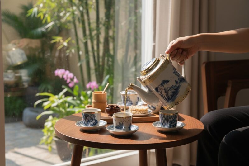 Cận cảnh Bộ ấm tích men rạn cổ họa tiết sơn thủ...