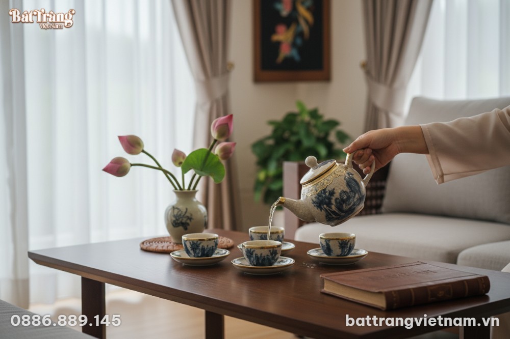 Cảnh tiếp kh&aacute;ch sang trọng tại một biệt thự kiể...