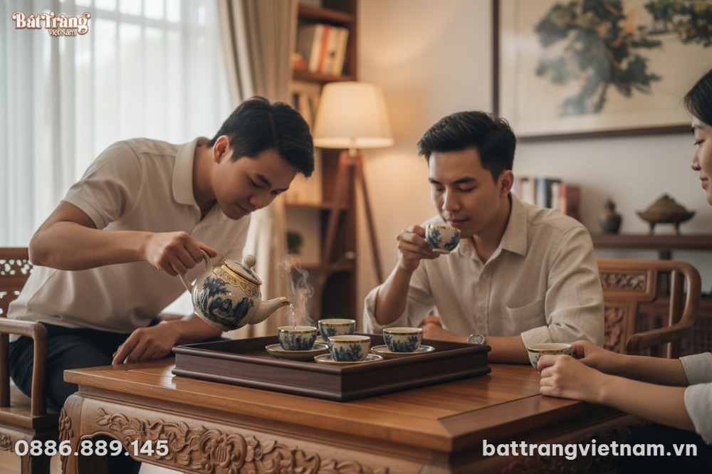 Một g&oacute;c xưởng gốm B&aacute;t Tr&agrave;ng hiện đại, sạch sẽ n...