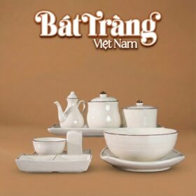 Bộ bát đĩa men sứ trắng Phở Trường Vị BD-57
