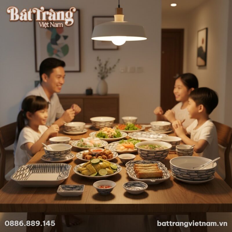 Một bàn ăn tối gia đình ấm cúng trong căn hộ hi... Một bàn ăn tối gia đình ấm cúng trong căn hộ hi...