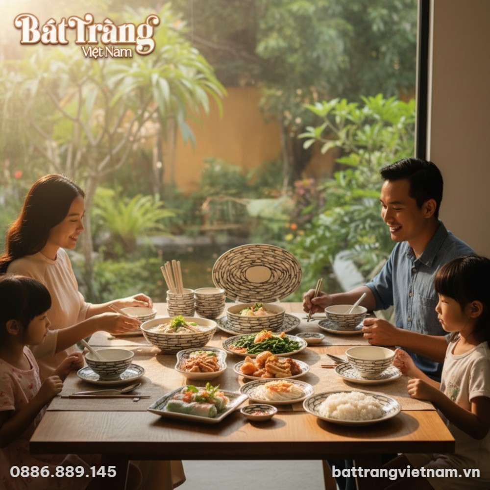 Bộ bát đĩa hoạ tiết cá đàn viền thiết kế đẹp, tinh tế, giúp bày trí món ăn thêm đẹp mắt