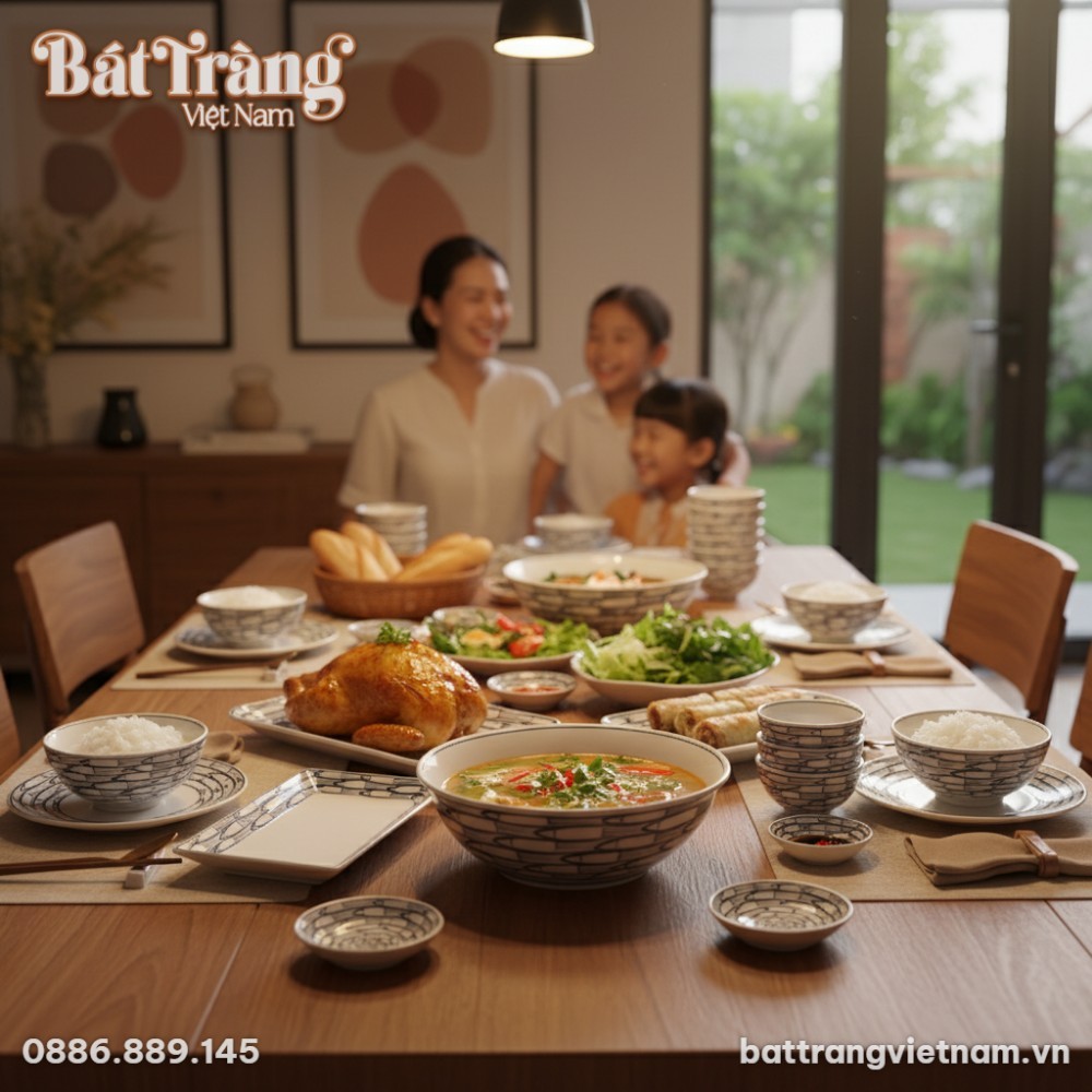 Sự đa dạng về hình dáng, từ tô lớn đến bát ăn cơm, đáp ứng mọi nhu cầu bàn ăn
