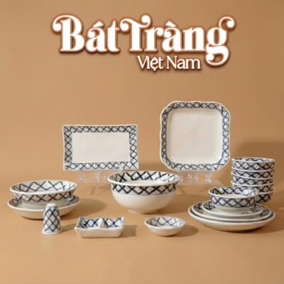 Bộ bát đĩa Bát Tràng men sứ trắng hoạ tiết hoa chanh Bình An BD-68 - Ảnh đại diện