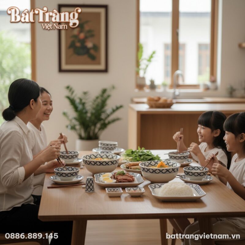 Một gia đình Việt hiện đại đang thưởng thức bữa...