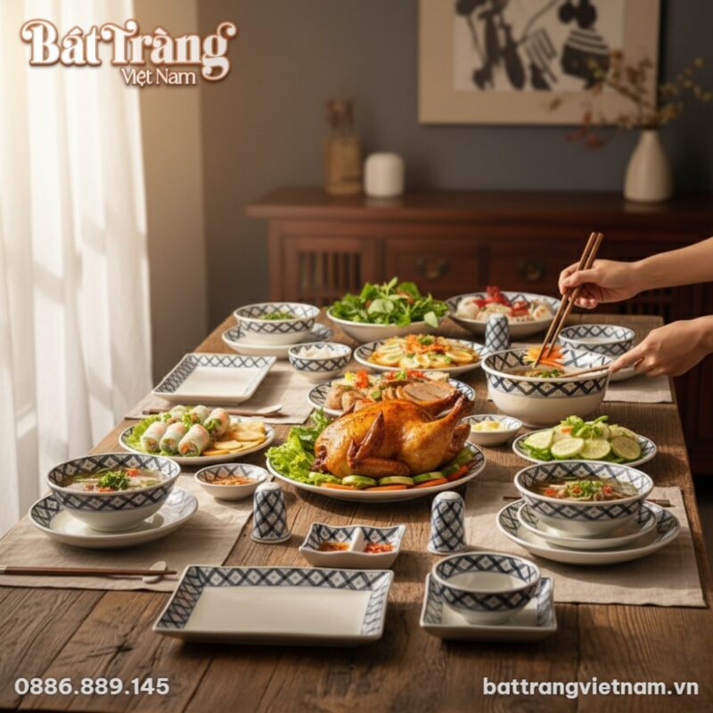 Bộ bát đĩa Bát Tràng hoa chanh Bình An được trư...