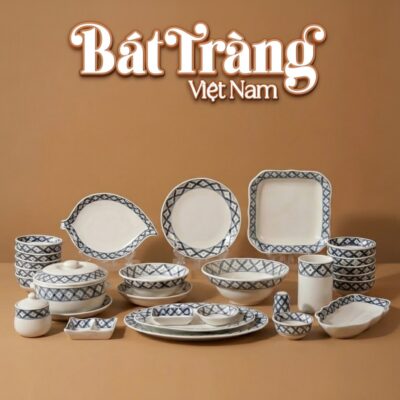 Bộ bát đĩa Bát Tràng men sứ trắng hoạ tiết hoa chanh Trường An BD-73 - Ảnh đại diện