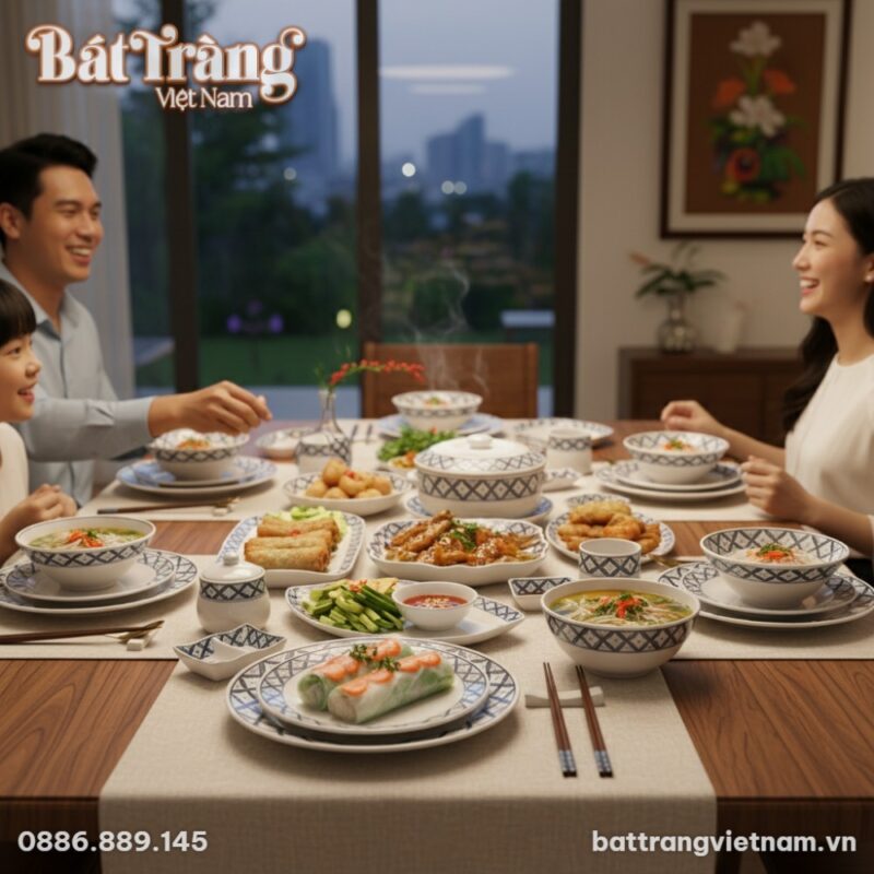 Cận cảnh đĩa Bát Tràng men sứ trắng họa tiết ho...