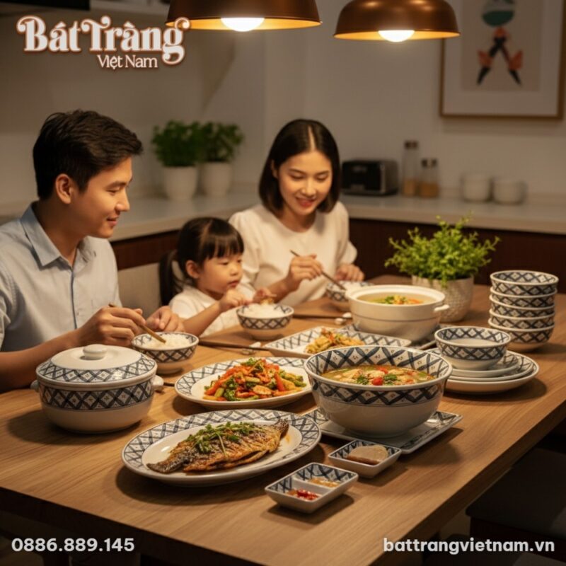 Một bữa ăn tối ấm cúng của gia đình trẻ Việt Na...