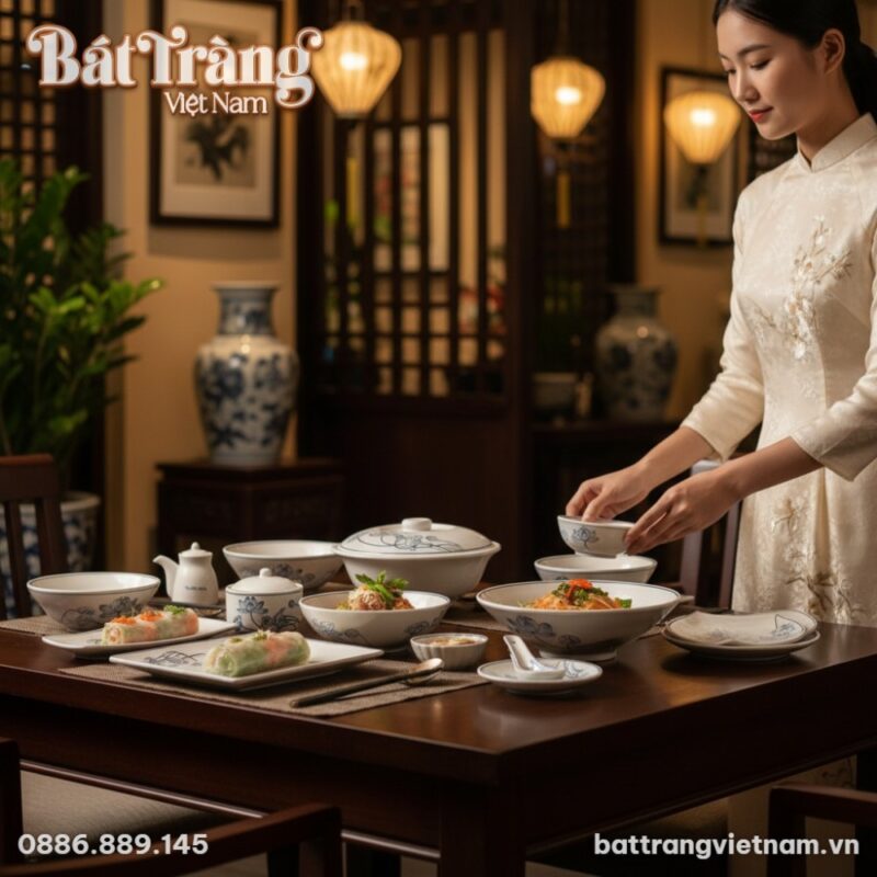 Bàn ăn tinh tế trong nhà hàng cao cấp phong các...